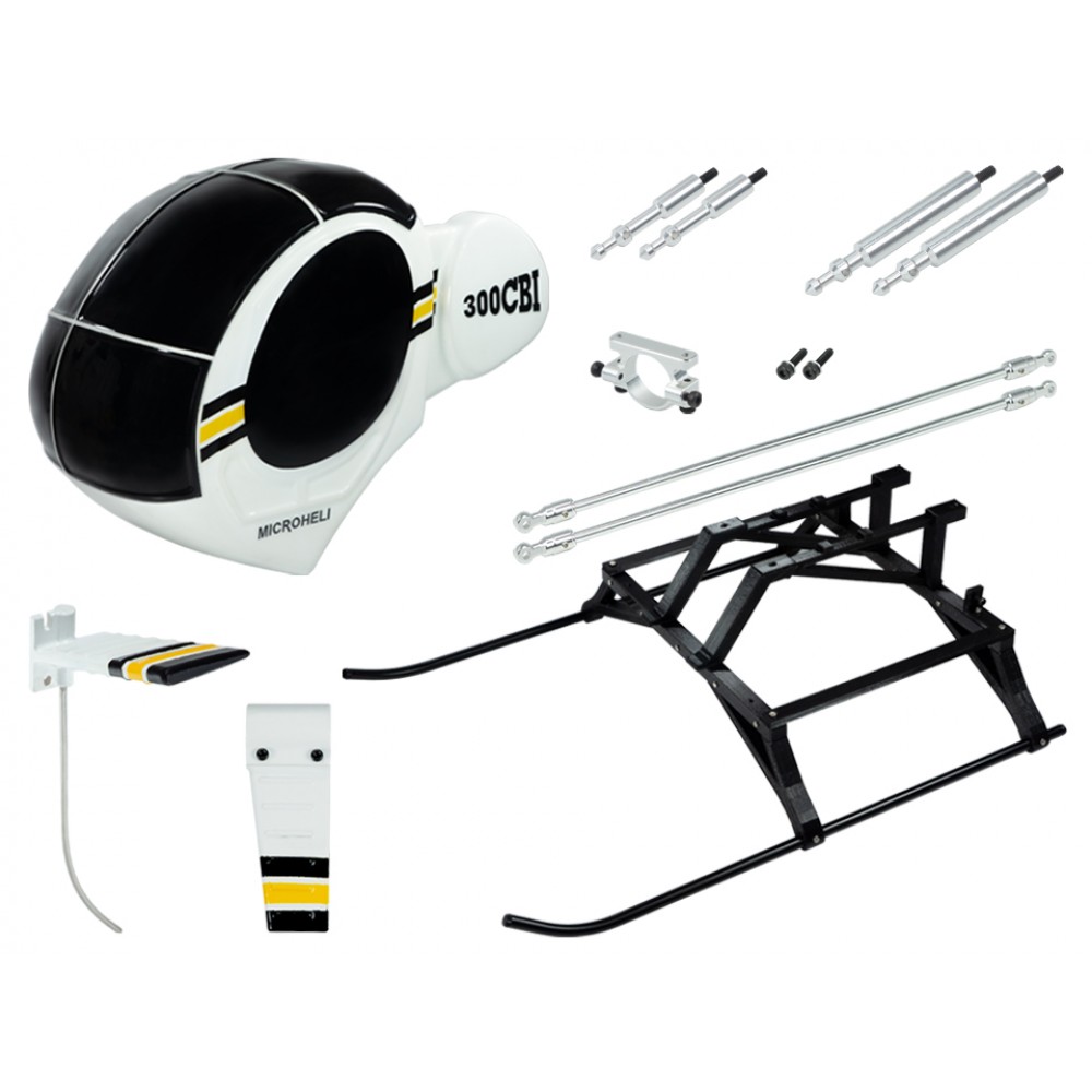 Airbrush Fiberglass Hughes 300 Scale w/ Landing Gear - BLADE 450X / 330X / 330S